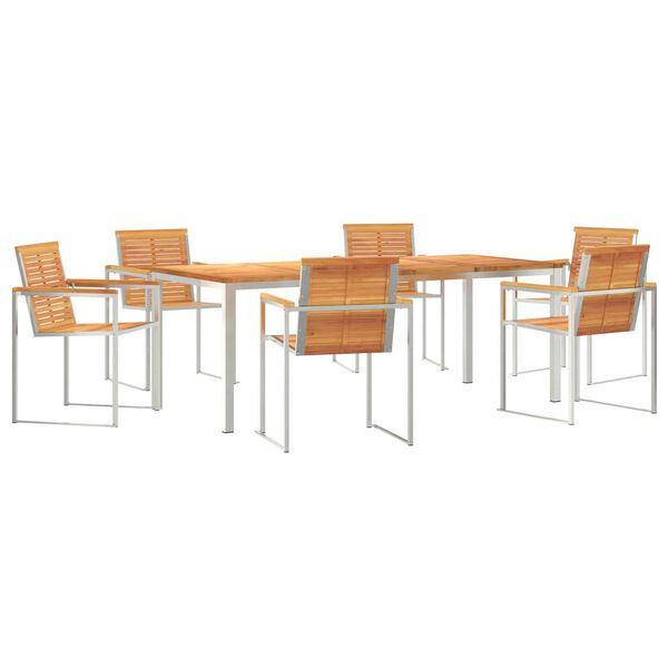 vidaXL Σέτ φαγητού για κήπο 7 pcs Σταθερό Ξύλο Ακακίας