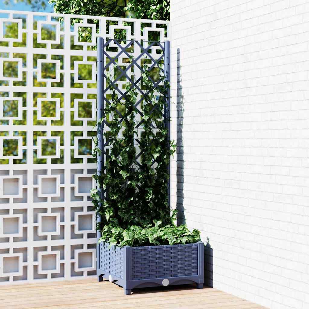 vidaXL Ζαρντινιέρα Κήπου με Καφασωτό Μπλε Γκρι 40x40x121,5εκ. από PP