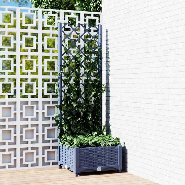 vidaXL Ζαρντινιέρα Κήπου με Καφασωτό Μπλε Γκρι 40x40x121,5εκ. από PP