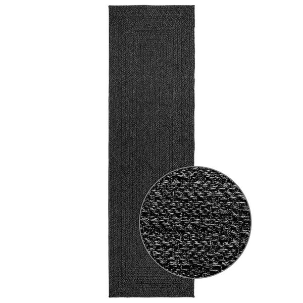 vidaXL Χαλί ZIZUR Όψη Γιούτας Εσωτ. & Εξωτ. Χώρου ανθρακίτης 80x250 εκ