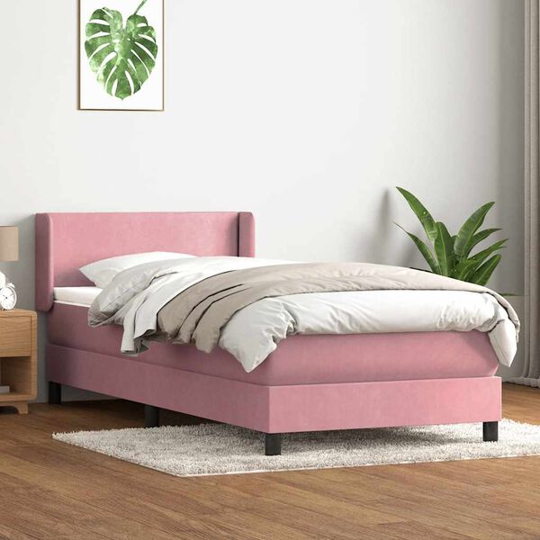 vidaXL Box Spring &kappa;&rho;&epsilon;&beta;ά&tau;&iota; &mu;&epsilon; &sigma;&tau;&rho;ώ&mu;&alpha; &rho;&omicron;&zeta; 100x220 cm &Beta;&epsilon;&lambda;&omicron;ύ&delta;&iota;&nu;&omicron;