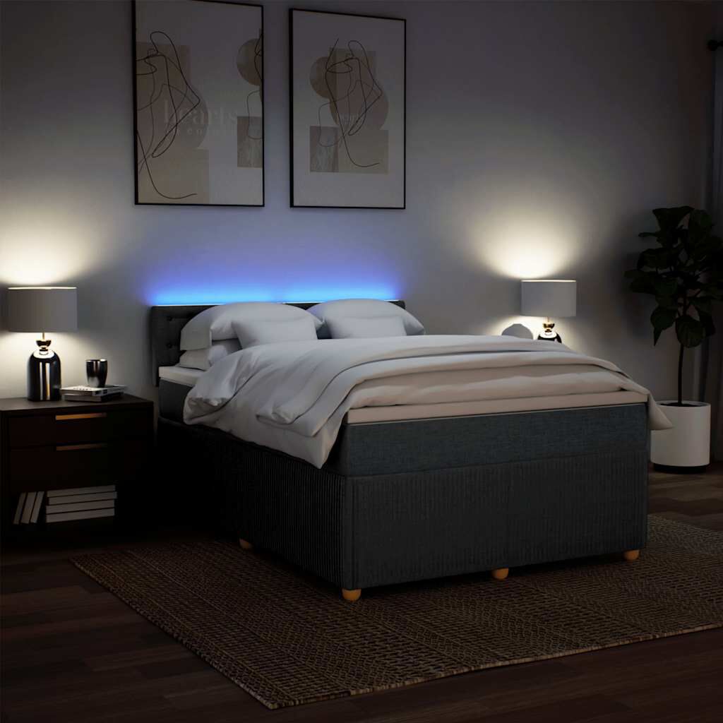 vidaXL Κρεβάτι Boxspring με Στρώμα Σκούρο Γκρι 140x190 εκ. Υφασμάτινο