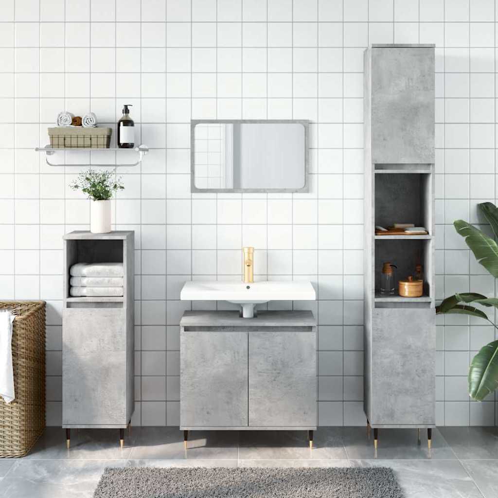 vidaXL Ντουλάπι Μπάνιου Γκρι Σκυροδεμ. 58 x 33 x 60 εκ. Επεξεργ. Ξύλο
