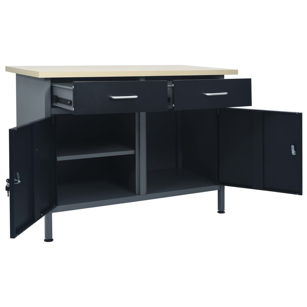 vidaXL Πάγκος Εργασίας Μαύρος 120 x 60 x 85 εκ. Ατσάλινος