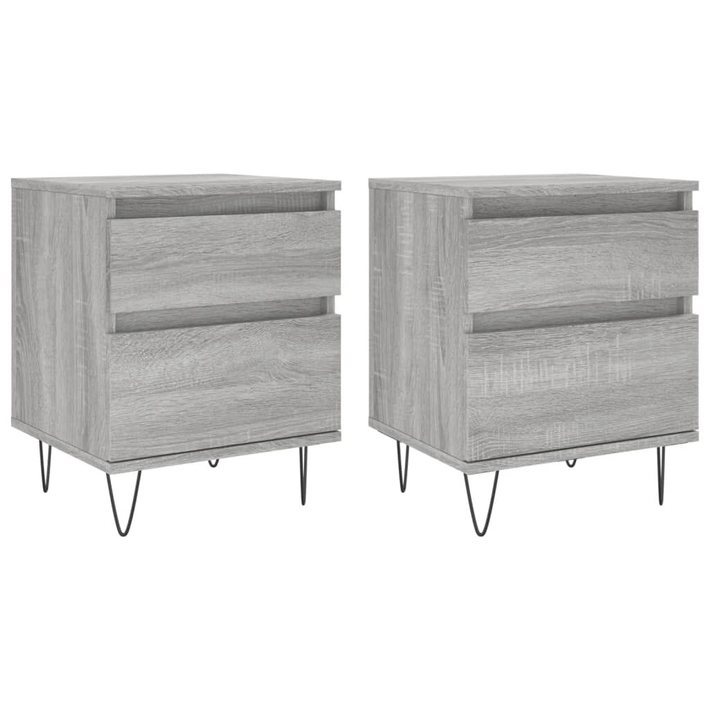 vidaXL Κομοδίνα 2 τεμ. Γκρι Sonoma 40 x 35 x 50 εκ. από Επεξεργ. Ξύλο
