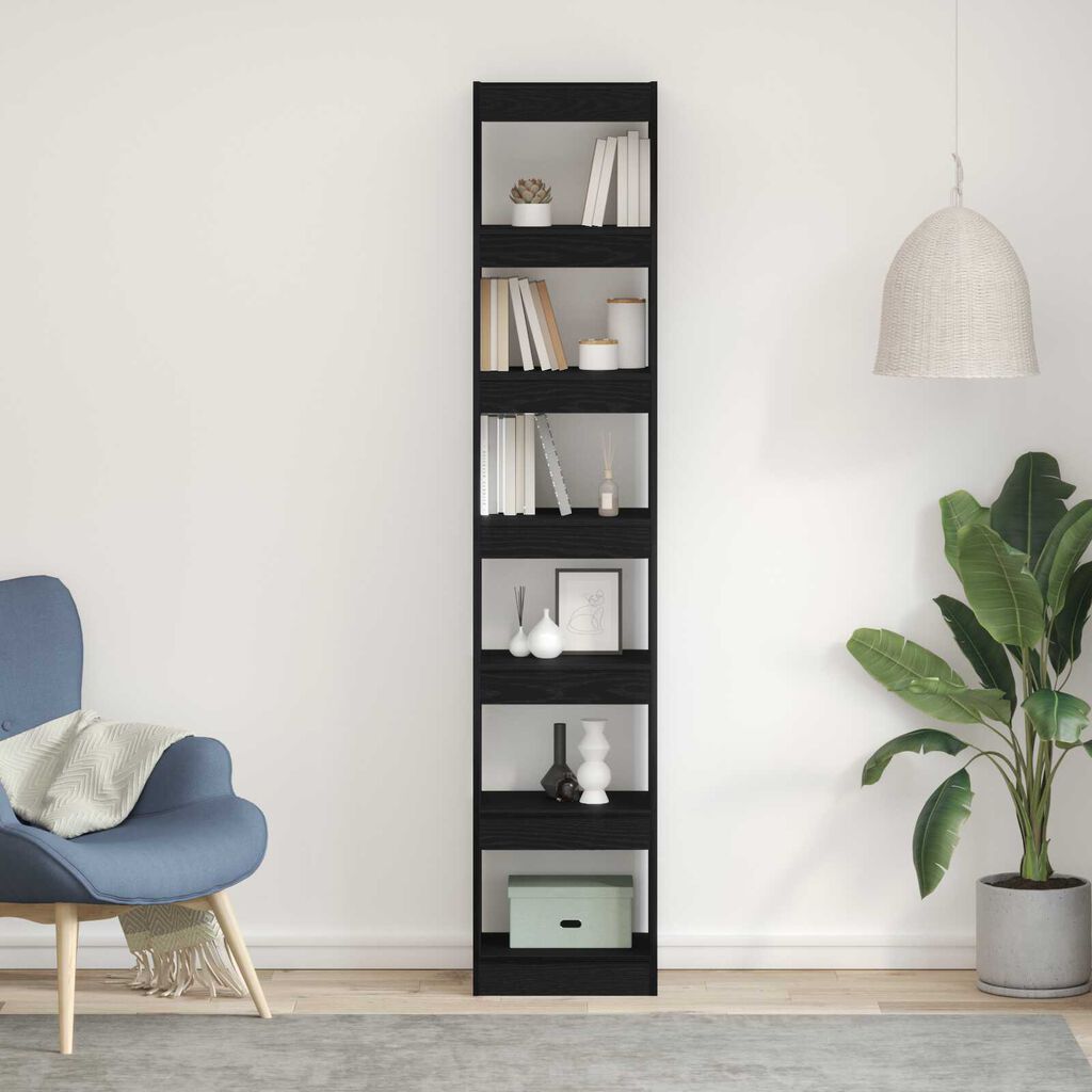 vidaXL Βιβλιοθήκη Μαύρης Δρυός 40x30x198 εκ, Κατασκευασμένη από Επεξεργασμένο Ξύλο