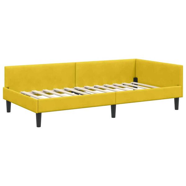 vidaXL Πλαϊνό Κρεβάτι Κίτρινο 90 x 190 cm Βελούδο και Στιβαρή ξυλεία