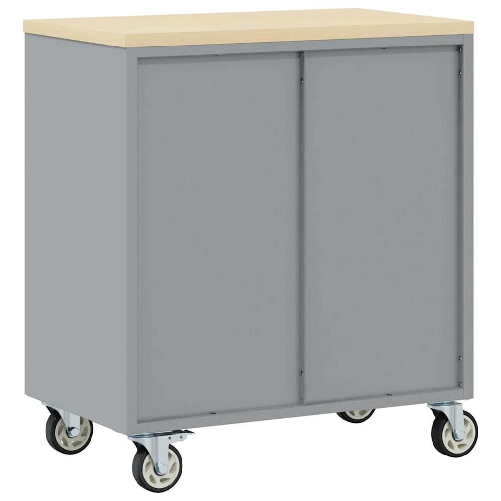 vidaXL Εργαστήριο με τροχούς Μαύρο και γκρι 75 x 45 x 85 εκ.