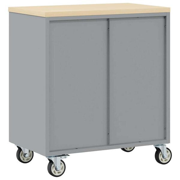 vidaXL Εργαστήριο με τροχούς Μαύρο και γκρι 75 x 45 x 85 εκ.