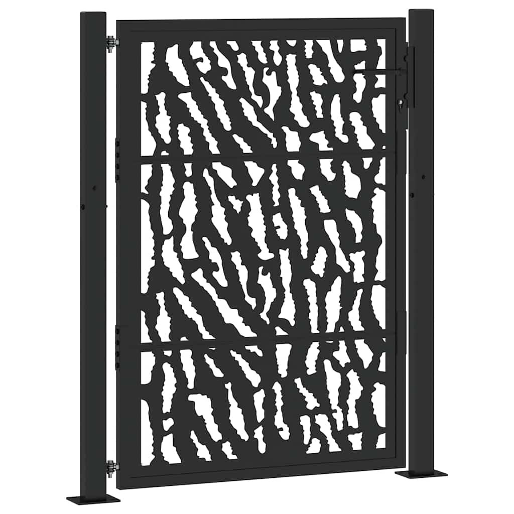 vidaXL Πύλη κήπου Μαύρη 105x130 cm Ατσάλινη σχεδίαση ίχνους