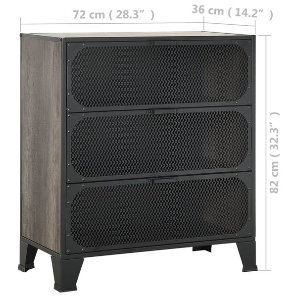 vidaXL Ντουλάπι Αποθήκευσης Γκρι 72 x 36 x 82 εκ. Μέταλλο / MDF