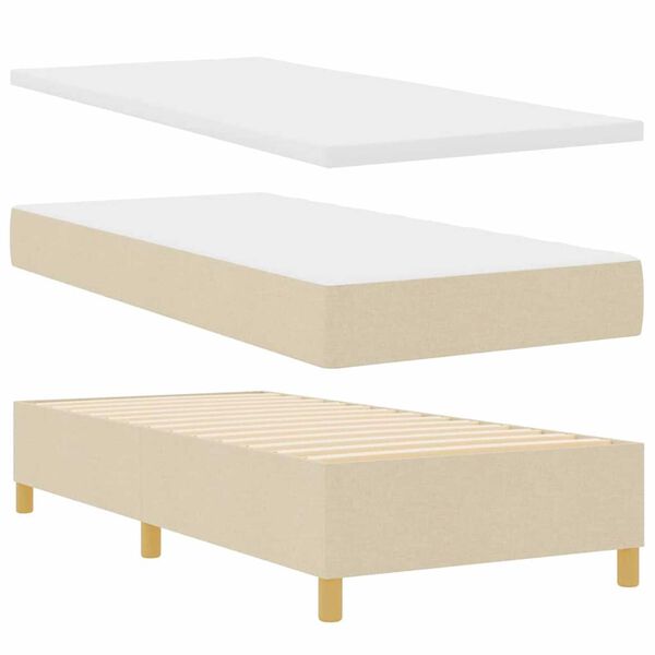 vidaXL Κρεβάτι με ελατήρια με στρώμα Κρεμ 90 x 190 cm ύφασμα