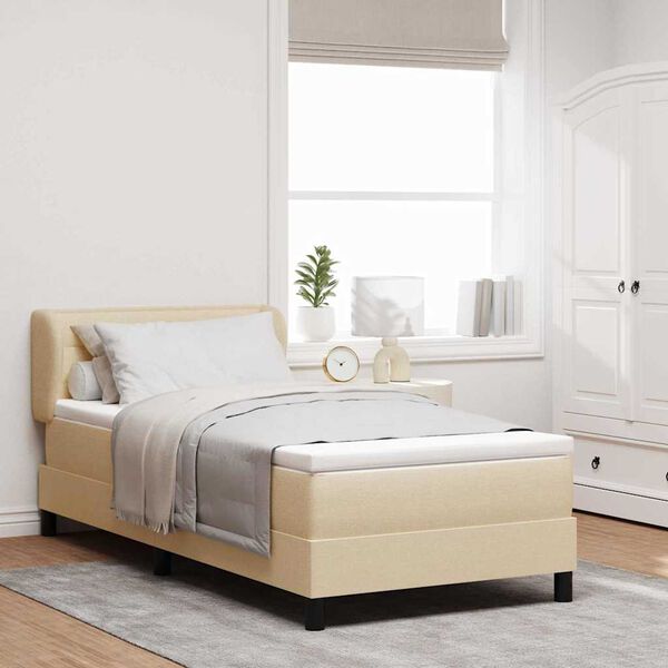 vidaXL Κρεβάτι box spring με στρώμα με στρώμα Κρεμ 80 x 200 cm ύφασμα