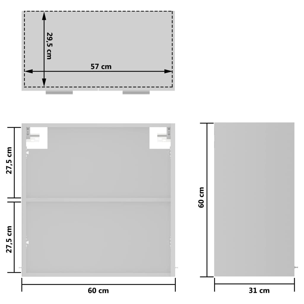vidaXL Ντουλάπι Κρεμαστό με Τζάμι Lyon Λευκό 60x31x60εκ. από
