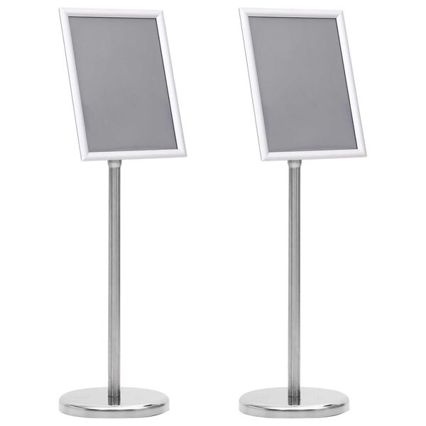 vidaXL Βάσεις Αφισών 2 pcs Ασημί 32.5x 24 x 78 εκ Κράμα Αλουμινίου