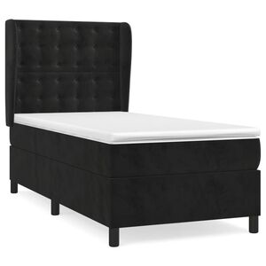 vidaXL Κρεβάτι Boxspring με Στρώμα Μαύρο 90x200 εκ. Βελούδινο