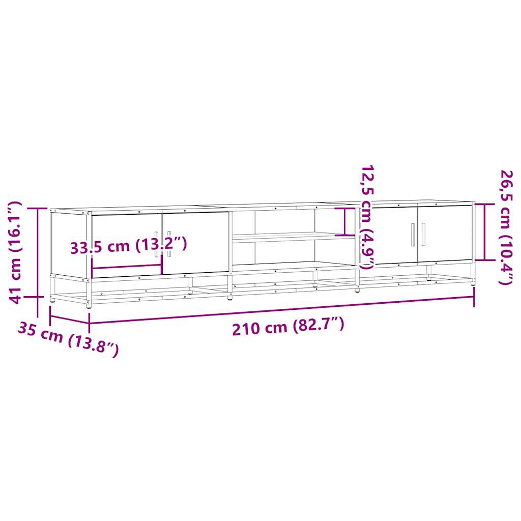 vidaXL Έπιπλο Τηλεόρασης Καφέ Δρυς 210x35x41 εκ. Επεξεργασμένο Ξύλο