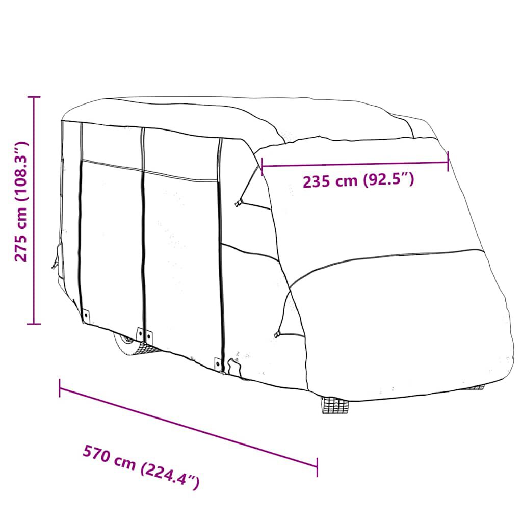 vidaXL Καλύμματα αυτοκινούμενων γκρι 570x235x275 cm μη υφασμένο ύφασμα