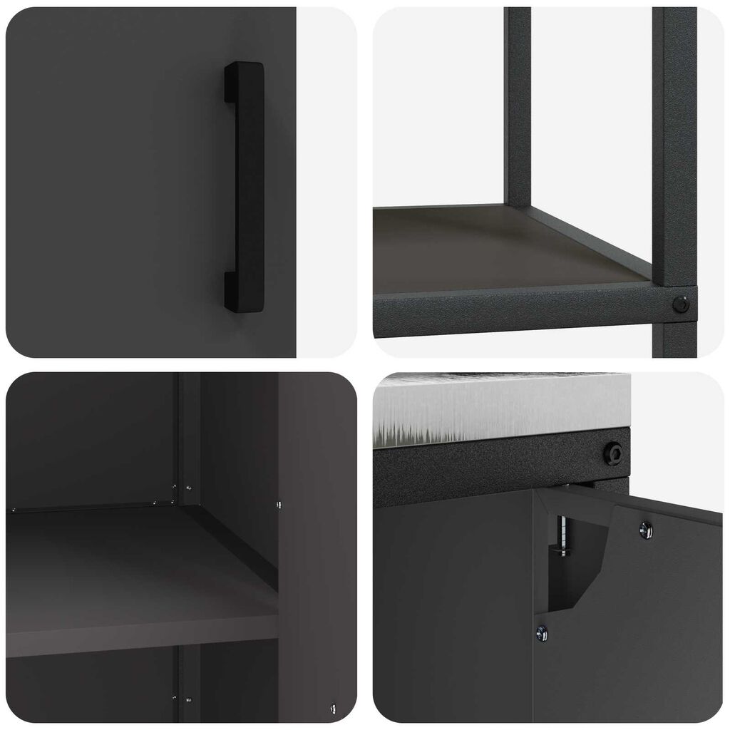 vidaXL Σετ Αποθήκευσης Κουζίνας με ράφι 3 pcs Μαύρο 180 x 50 x 92 εκ.