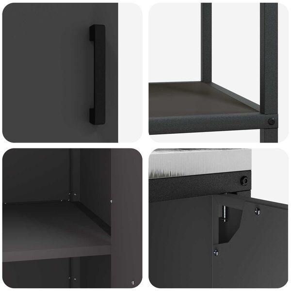 vidaXL Σετ Αποθήκευσης Κουζίνας με ράφι 3 pcs Μαύρο 180 x 50 x 92 εκ.