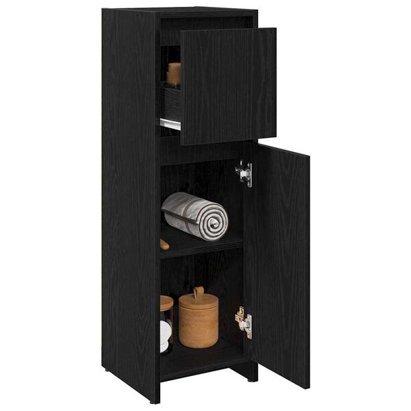 vidaXL Ντουλάπι Μπάνιου Μαύρη Οξυά 30 x 30 x 95 cm Επεξεργασμένο ξύλο