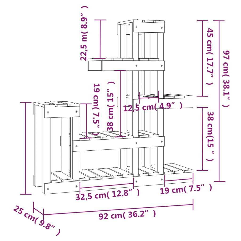 vidaXL Βάση Γλάστρας Γκρι 92x25x97 εκ. από Μασίφ Ξύλο Πεύκου