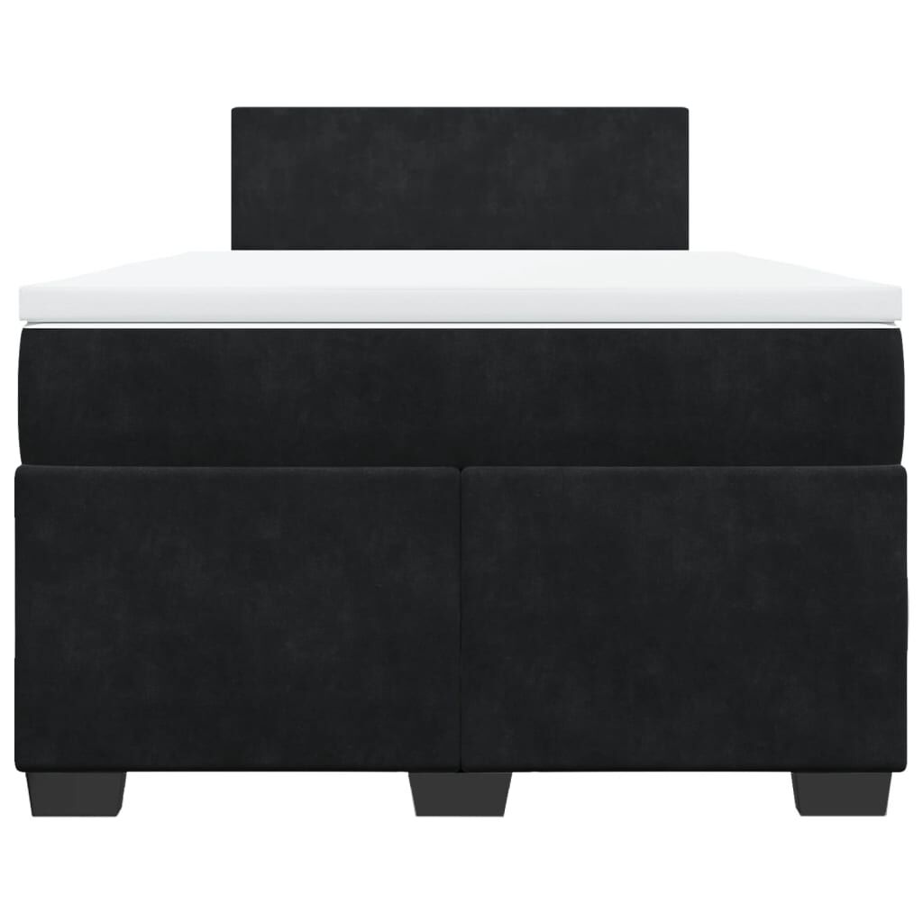 vidaXL Κρεβάτι Boxspring με Στρώμα Μαύρο 120 x 200 εκ. Βελούδινο