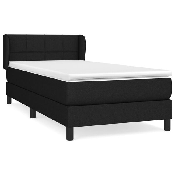 vidaXL Κρεβάτι Boxspring με Στρώμα Μαύρο 90x190 εκ.Υφασμάτινο