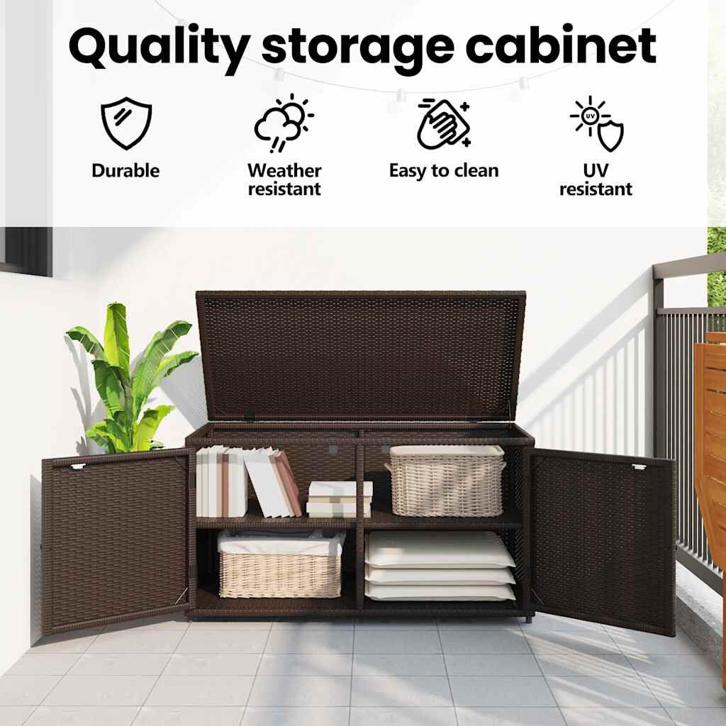 vidaXL Ντουλάπι Αποθήκευσης Κήπου Καφέ 110x55x60,5 εκ. Συνθετικό Ρατάν