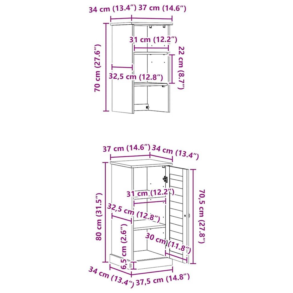 vidaXL Σετ Επίπλων Μπάνιου με ράφι 2 pcs Καφέ και Καραμέλα καφέ
