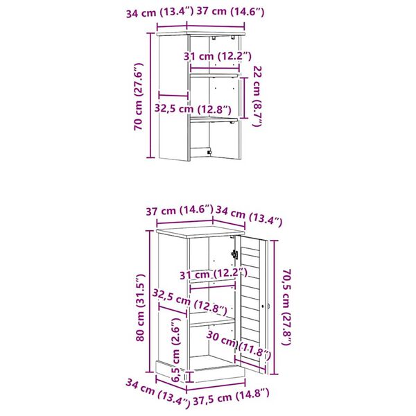 vidaXL Σετ Επίπλων Μπάνιου με ράφι 2 pcs Καφέ και Καραμέλα καφέ