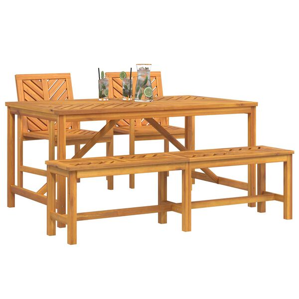 vidaXL Σέτ φαγητού για κήπο 4 pcs Καφέ 150 x 90 x 74 cm