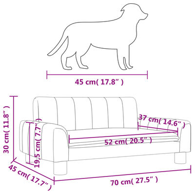 vidaXL Κρεβάτι Σκύλου Κρεμ 70 x 45 x 30 εκ. Υφασμάτινο