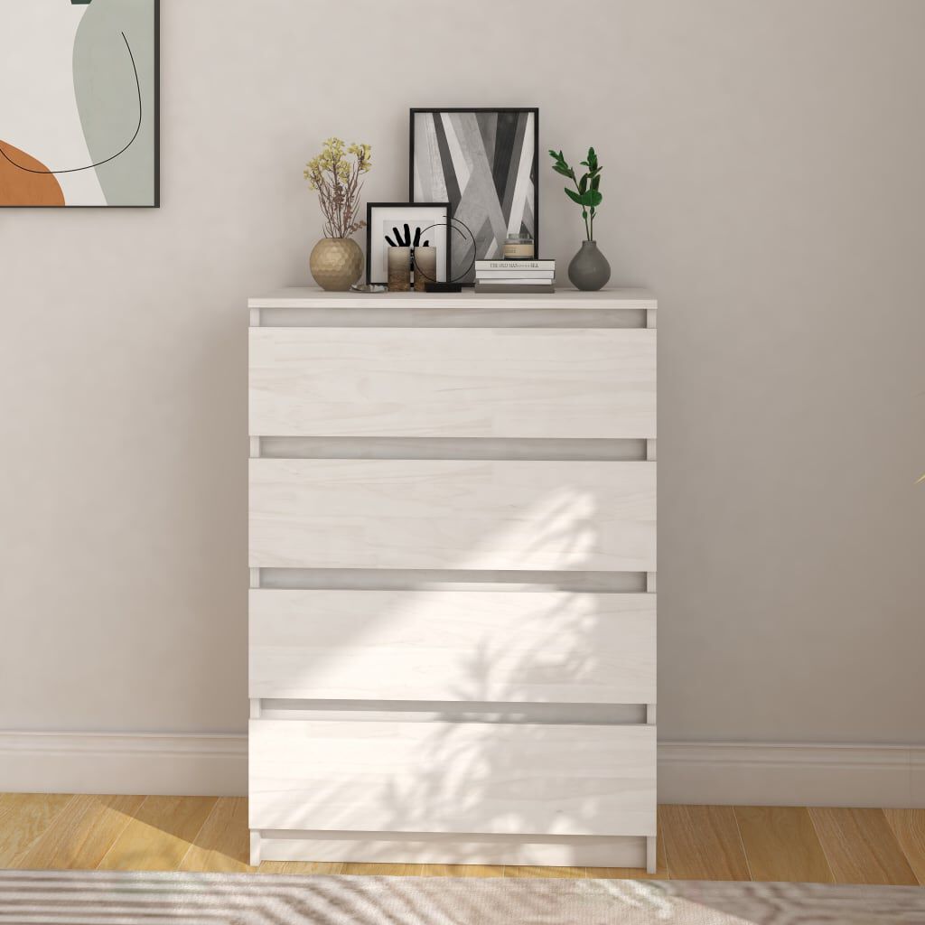 vidaXL Βοηθητικό Ντουλάπι Λευκό 60 x 36 x 84 εκ. από Μασίφ Ξύλο Πεύκου