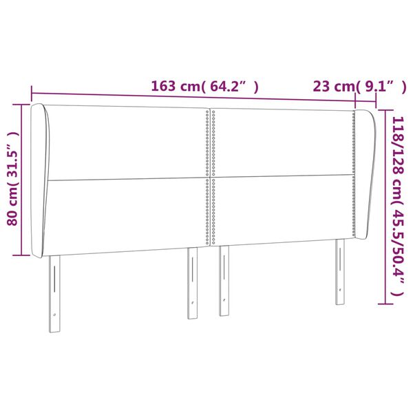 vidaXL Κεφαλάρι με Πτερύγια Ανοιχτό Γκρι 163x23x118/128 εκ. Υφασμάτινο