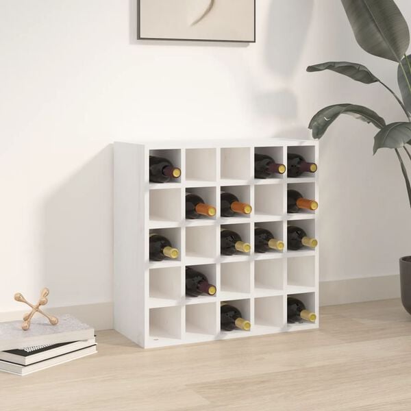 vidaXL Ντουλάπι Κρασιών Λευκό 56 x 25 x 56 εκ. από Μασίφ Ξύλο Πεύκου