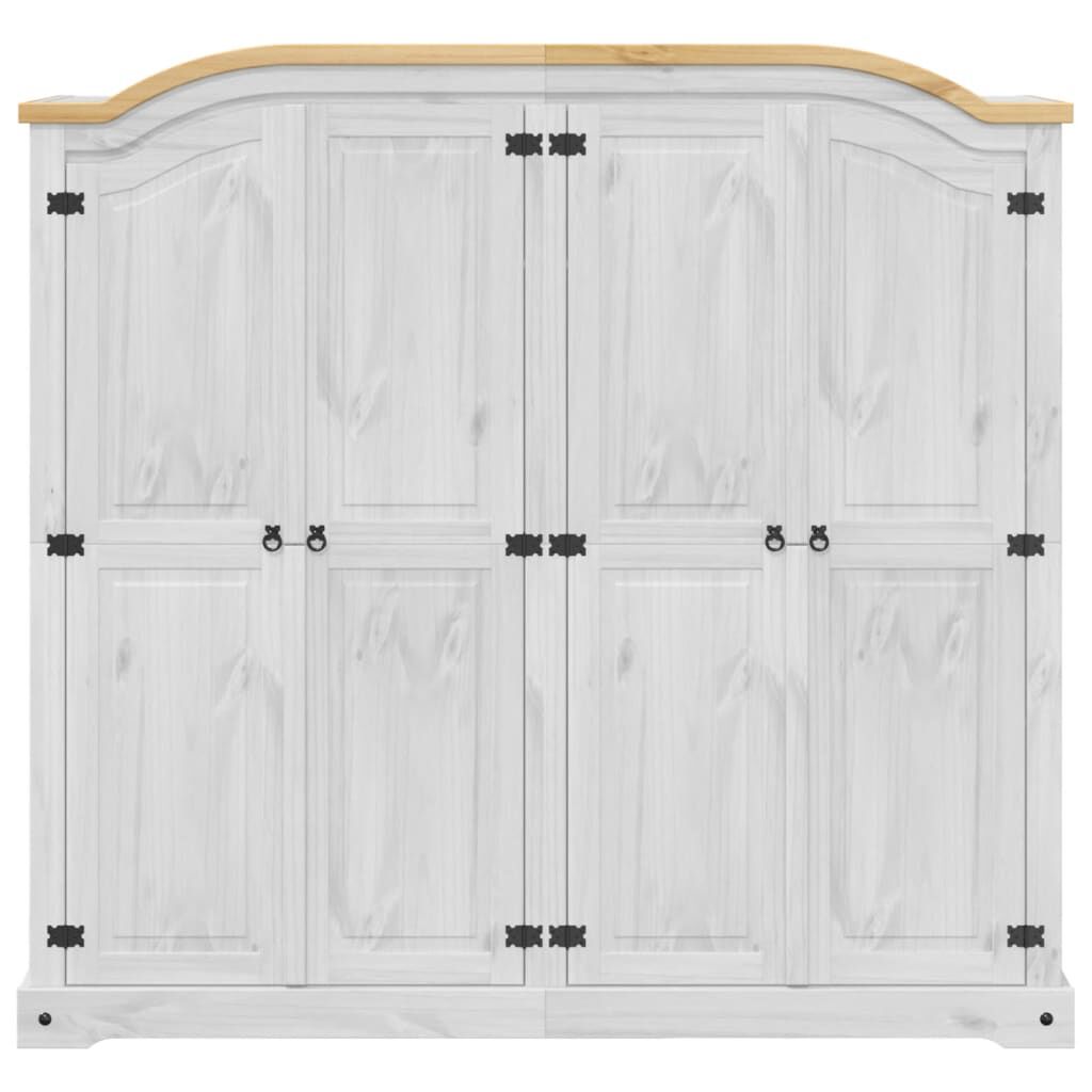 vidaXL Ντουλάπα Corona Λευκό 194x52x186 εκ. από Μασίφ Ξύλο Πεύκου