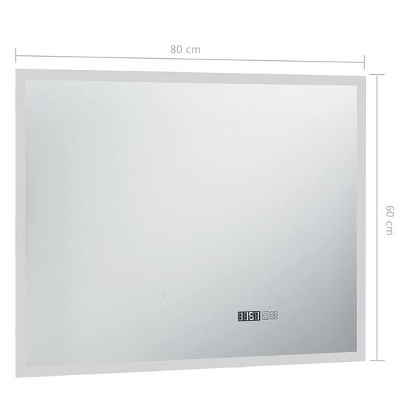 vidaXL Καθρέφτης Μπάνιου με LED/Αισθητήρα Αφής και Οθόνη Ώρας 80x60εκ.