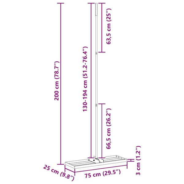 vidaXL Επίπεδος Κήπου Χειροκίνητος 75 x 25 x 200 εκ
