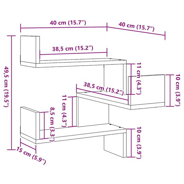vidaXL Γωνιακό ράφι τοίχου Δρυς τεχνίτης 40x40x49,5 cm