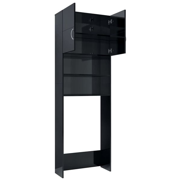 vidaXL Ντουλάπι Πλυντηρίου Γυαλιστερό Μαύρο 64 x 25,5 x 190 εκ.