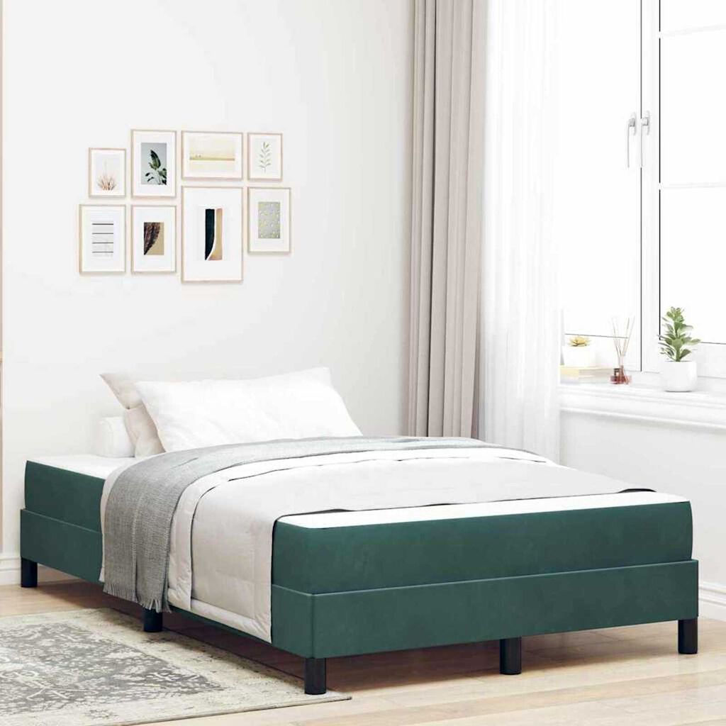 vidaXL Κρεβάτι box spring με στρώμα Σκούρο Πράσινο 120 x 190 cm
