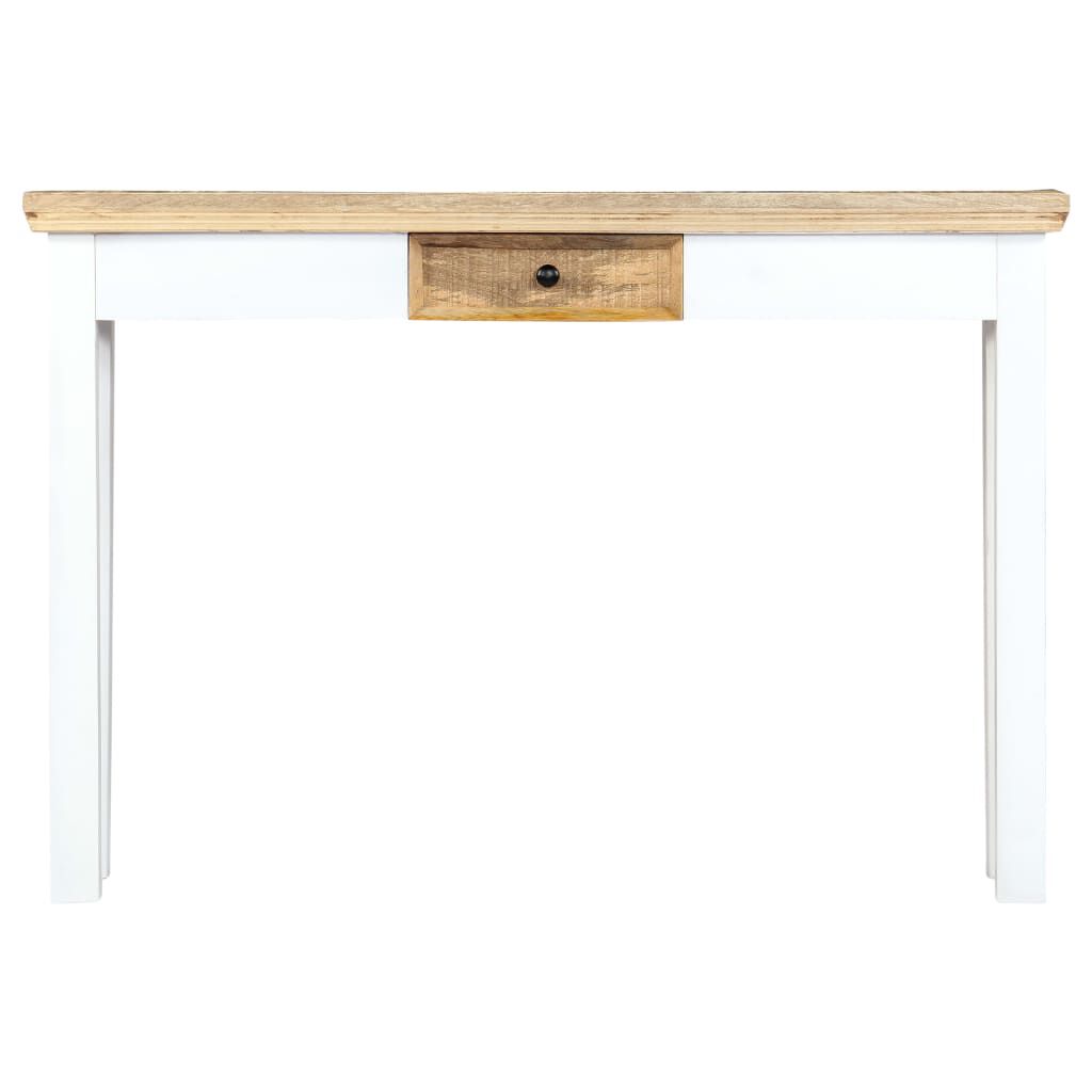 vidaXL Τραπέζι Κονσόλα Λευκό/Καφέ 110x35x75 εκ. από Μασίφ Ξύλο Μάνγκο
