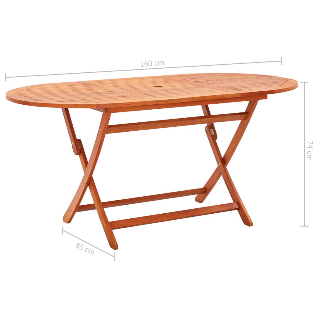 vidaXL Τραπέζι Κήπου Πτυσσόμενο 160x85x74 εκ. Μασίφ Ξύλο Ευκαλύπτου