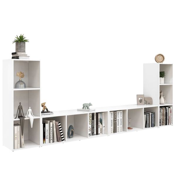 vidaXL Έπιπλα Τηλεόρασης 4 τεμ. Λευκά 107 x 35 x 37 εκ. Μοριοσανίδα