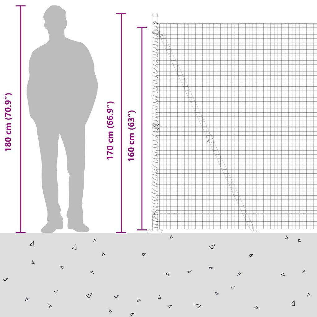 vidaXL Φράχτης με Στήλες. Γκρι 1.6 x 10 m Ατσάλι