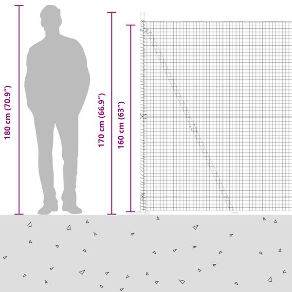 vidaXL Φράχτης με Στήλες. Γκρι 1.6 x 10 m Ατσάλι