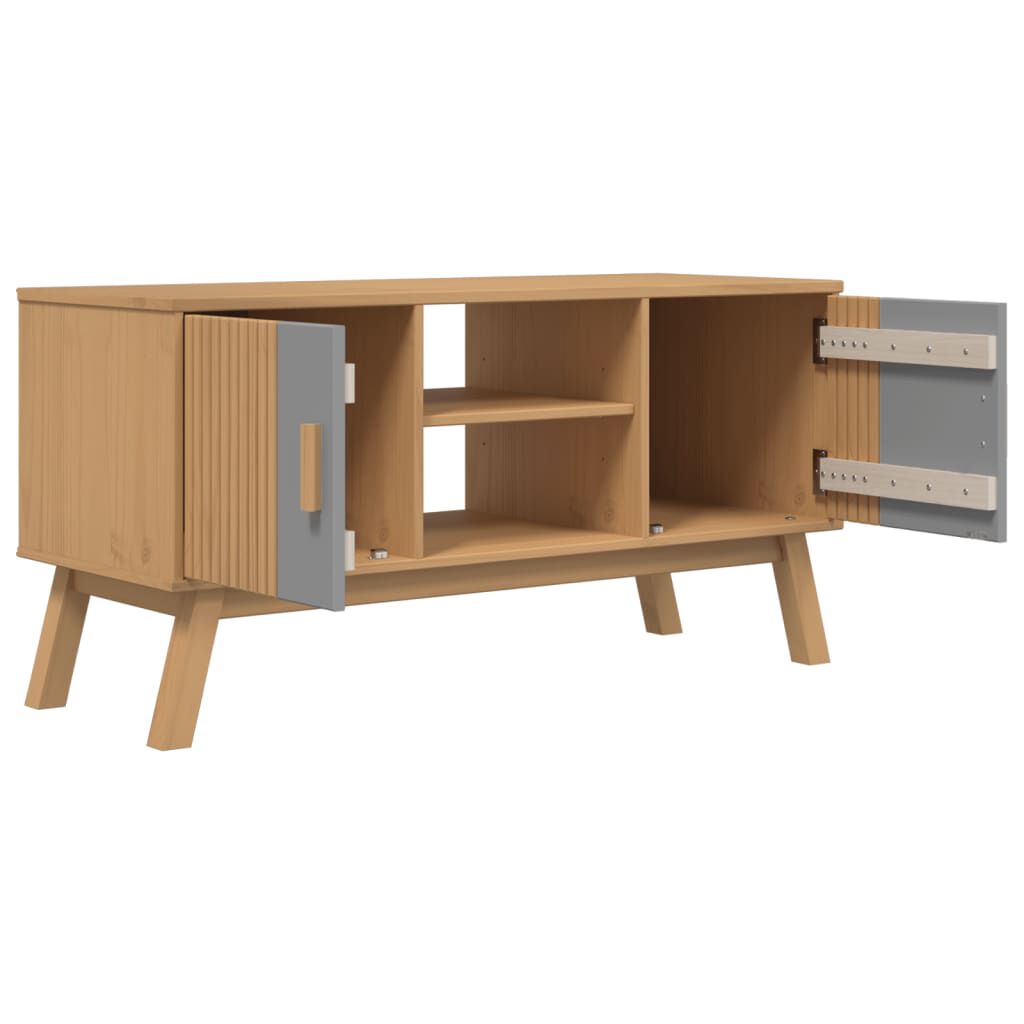 vidaXL Έπιπλο Τηλεόρασης OLDEN ΓκριΚαφέ 114x43x57εκ. Μασίφ Ξύλο Πεύκου