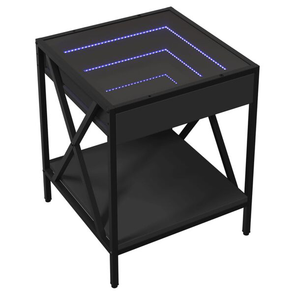 vidaXL Τραπεζάκι Σαλονιού Άπειρο Φως LED Μαύρο 40x40x49 εκ.
