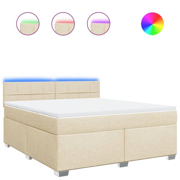 vidaXL &Kappa;&rho;&epsilon;&beta;ά&tau;&iota; Boxspring &mu;&epsilon; &Sigma;&tau;&rho;ώ&mu;&alpha; &Kappa;&rho;&epsilon;&mu; 180x200 &epsilon;&kappa;. &Upsilon;&phi;&alpha;&sigma;&mu;ά&tau;&iota;&nu;&omicron;